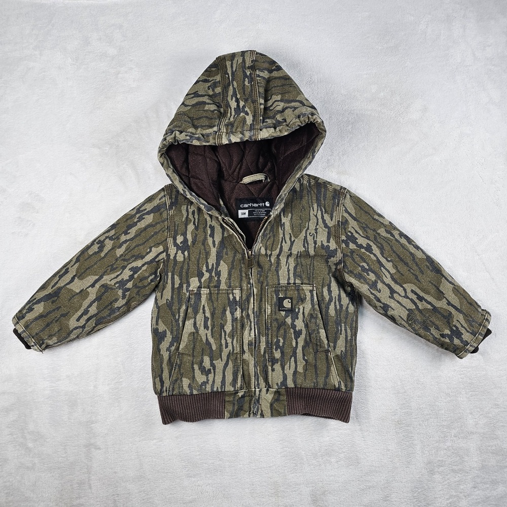 Carhartt Jacket Coat Toddler 18M Camo Mossy Oak Bottomland Quilt Lining Canvas